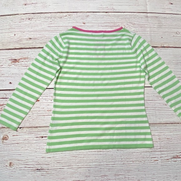 J. McLaughlin White and Green Striped Lightweight Knit Top Sz M - Picture 7 of 12